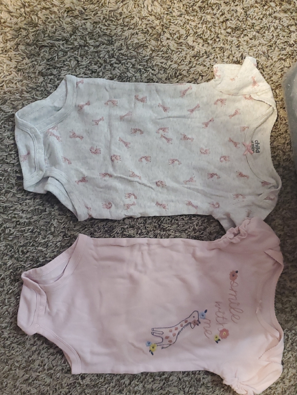 Carter's Pink and White Giraffe Print Baby One-Piece Bodysuits